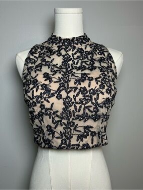 City triangles Y2K corset bustier crystal mesh embroidered crop top size 9